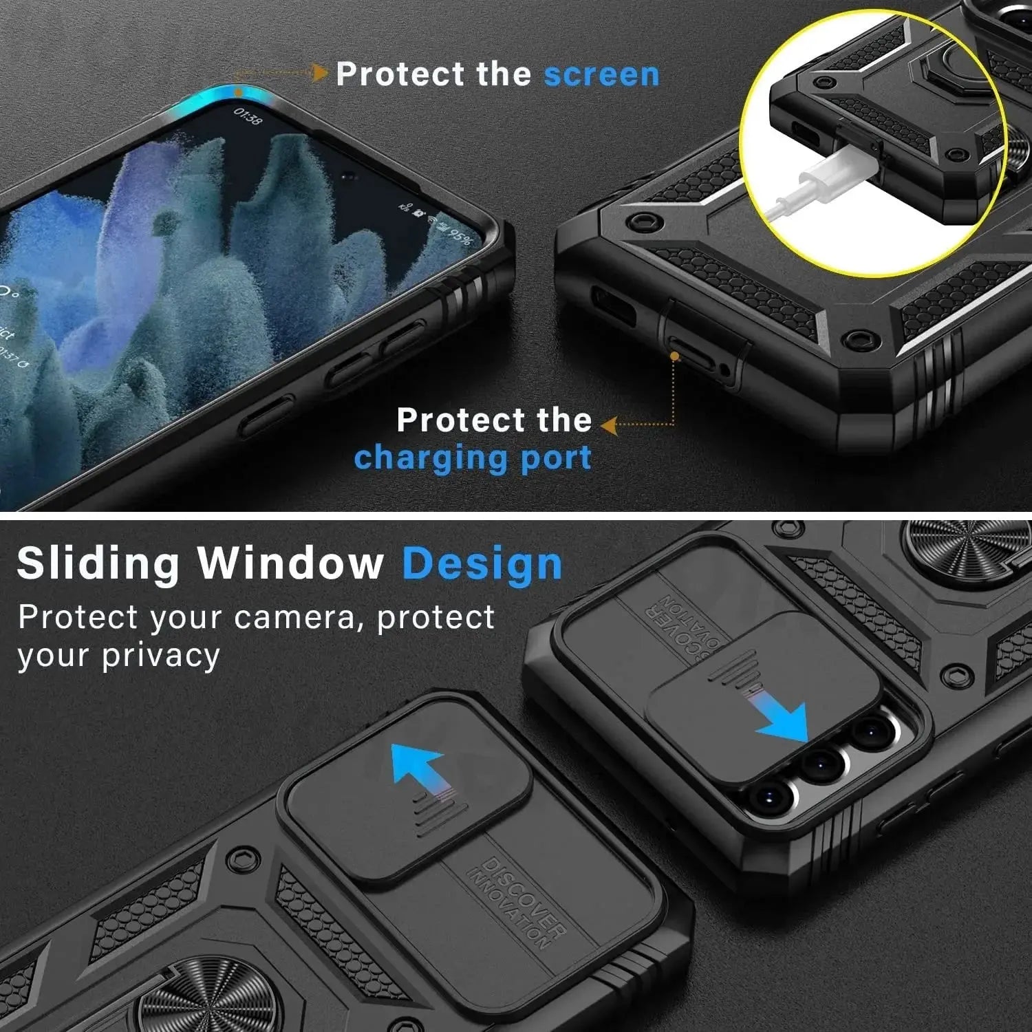 Case For Samsung Galaxy S24 Plus S23 Ultra S22 Ultra S23 FE S21 A14 A54 A52S A34 Camera Slide Lens Protective Grade Rugged Cover Pinnacle Luxuries