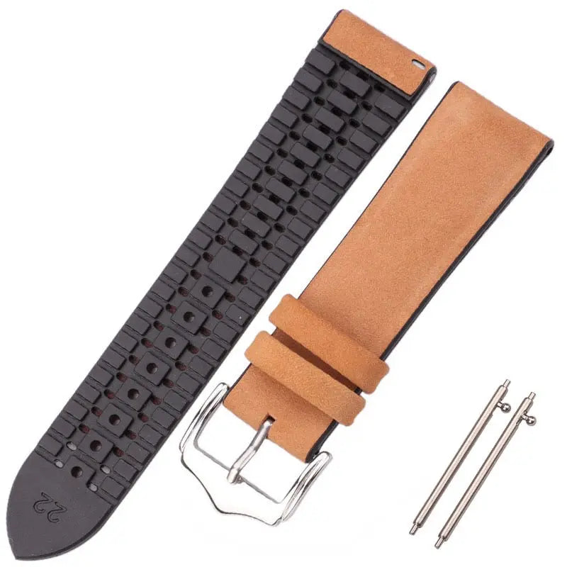 PL Collection Cowhide And Silicone Universal Watch Band 18mm 20mm 22mm Pinnacle Luxuries