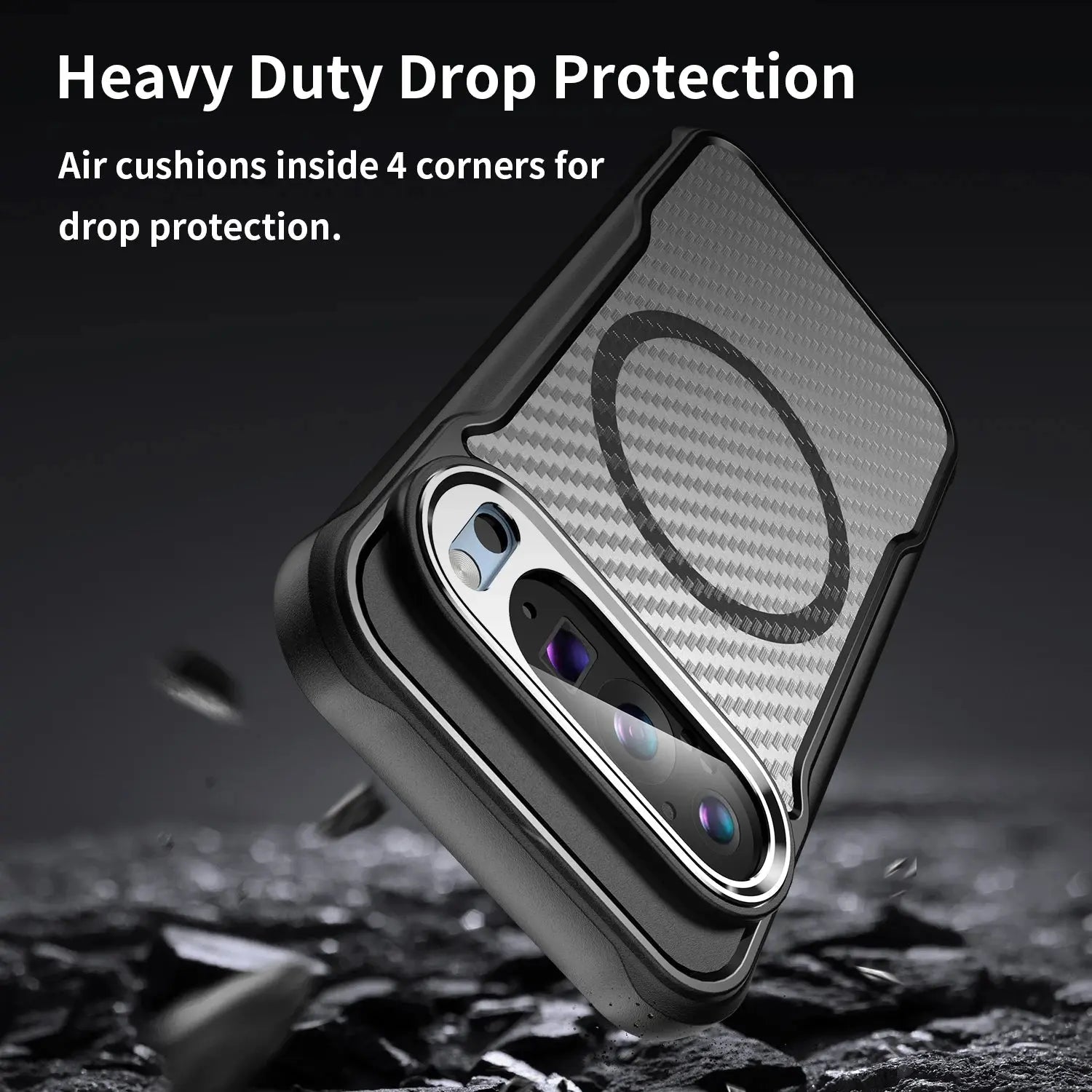 Magnetic Frosted Carbon Fiber Pattern TPU+PC Case For Google Pixel 9 Pro XL Pixel9 Pro XL 5G ShockProof Alloy Lens Phone Cover Pinnacle Luxuries