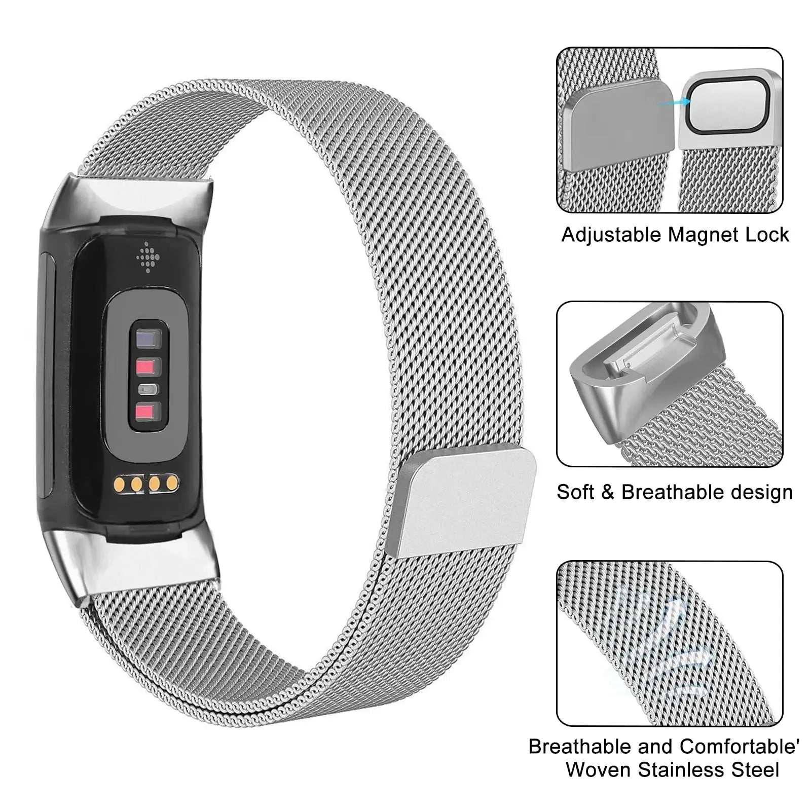 Milanese loop For fitbit charge 6 5 band replacement charge6 wristband stainless steel magnetic bracelet fitbit charge 5 Strap Pinnacle Luxuries