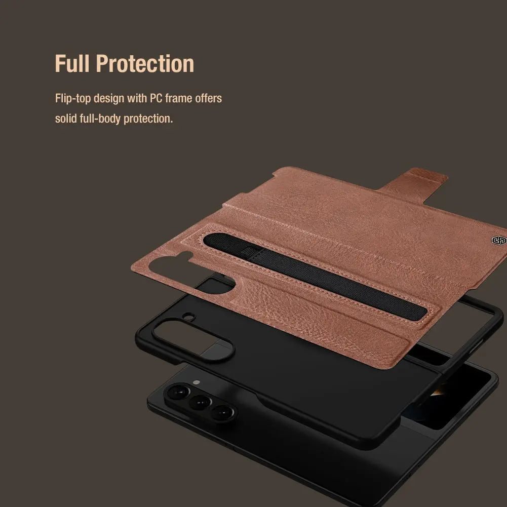 For Samsung Galaxy Z Fold 5 NILLKIN Aoge Leather Case with S-Pen Pocket & Built in Kickstand Luxury Full Protection Cover Pinnacle Luxuries