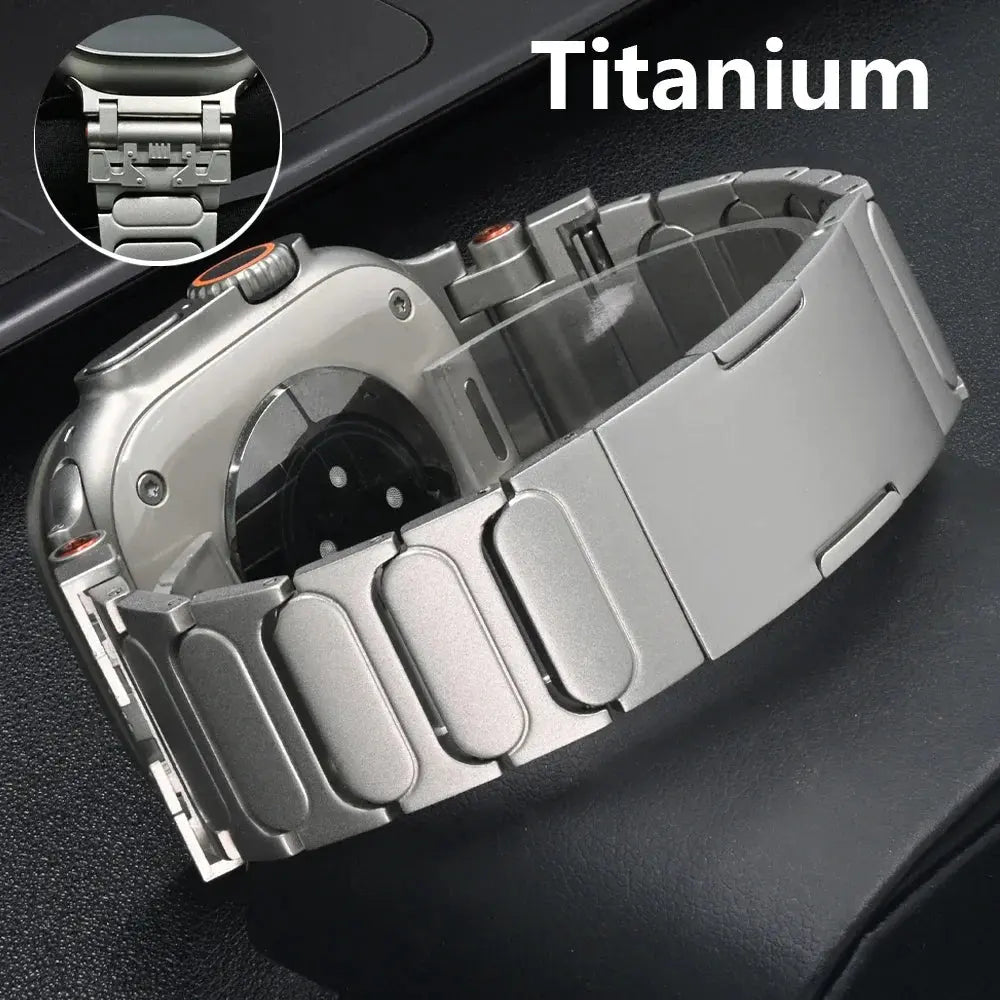 Titanium Metal Strap for Apple Watch 10 46mm Ultra 1 2 49mm Luxury Men Bracelet for Iwatch Series 9 8 7 6 5 4 Se 45mm 44mm Band Pinnacle Luxuries