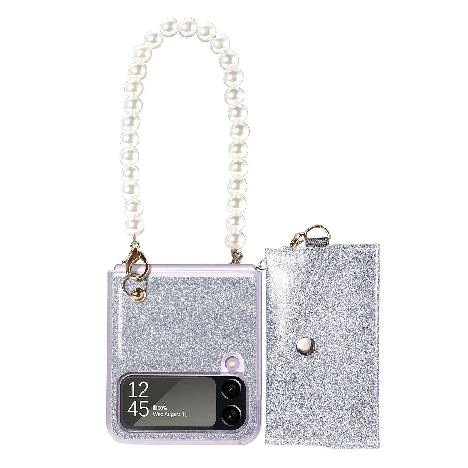 Pinnacle Pearl Chain Purse Case For Samsung Galaxy Z Flip 4 - Pinnacle Luxuries