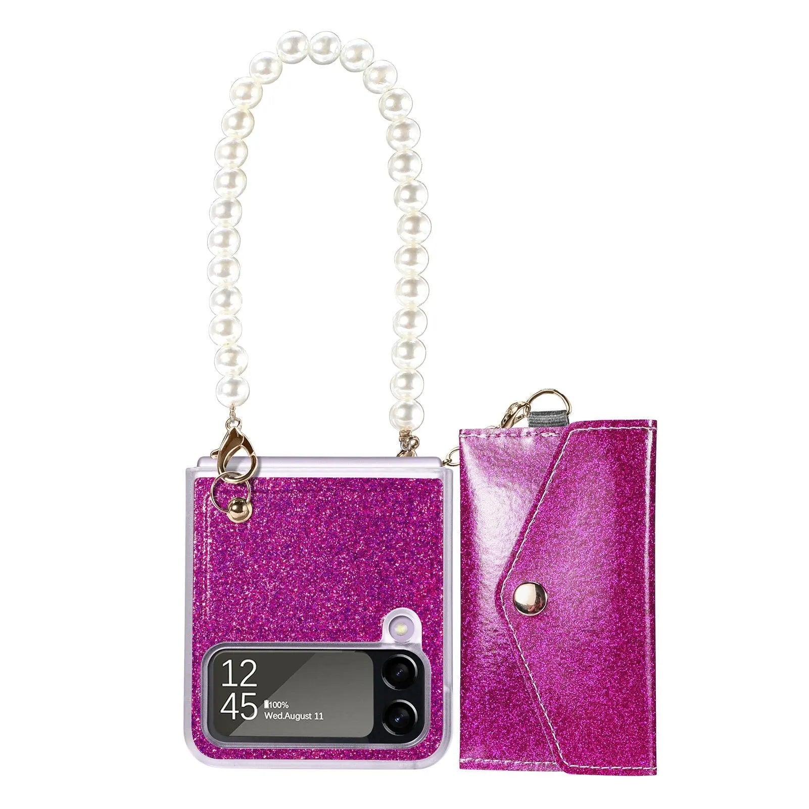 Pinnacle Pearl Chain Purse Case For Samsung Galaxy Z Flip 4 - Pinnacle Luxuries