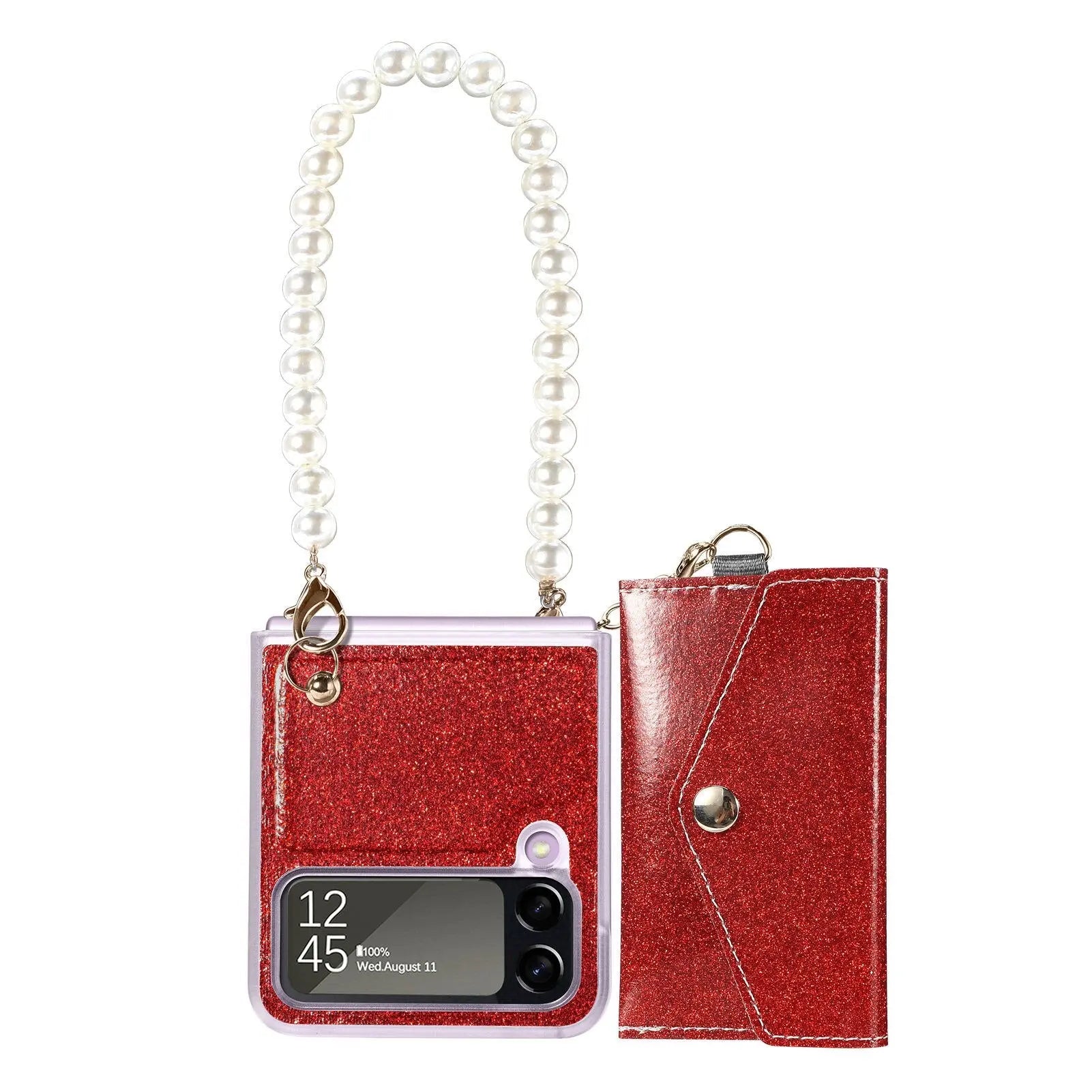 Pinnacle Pearl Chain Purse Case For Samsung Galaxy Z Flip 4 - Pinnacle Luxuries