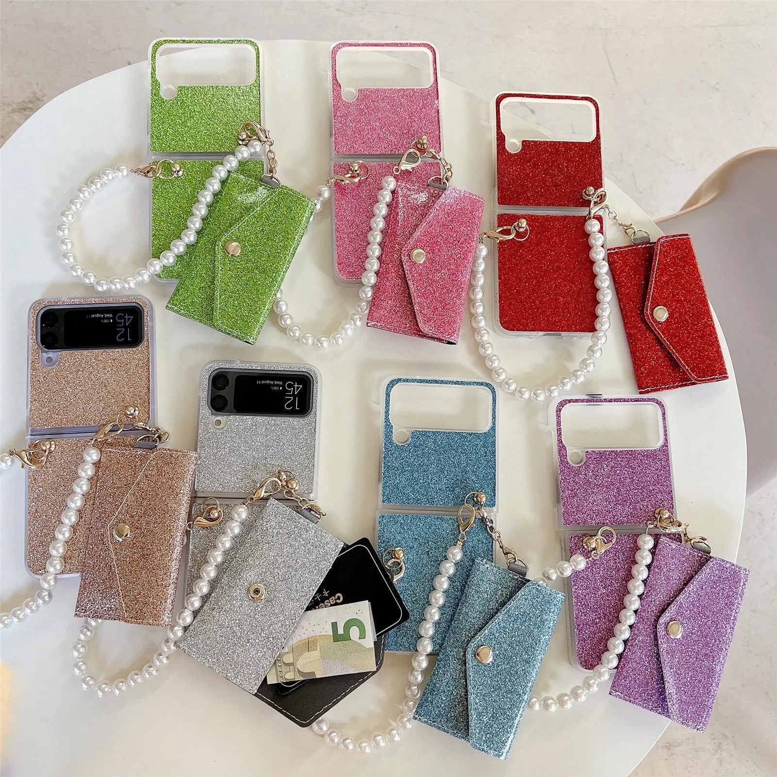 Pinnacle Pearl Chain Purse Case For Samsung Galaxy Z Flip 4 - Pinnacle Luxuries