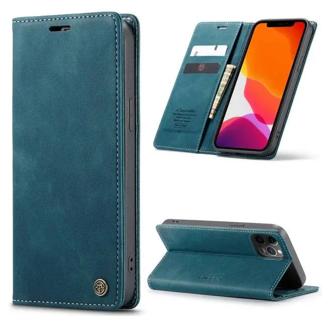 Leather Wallet Card Holder Case For Apple iPhone 12/12 Mini/12 Pro/12 Pro Max - Pinnacle Luxuries